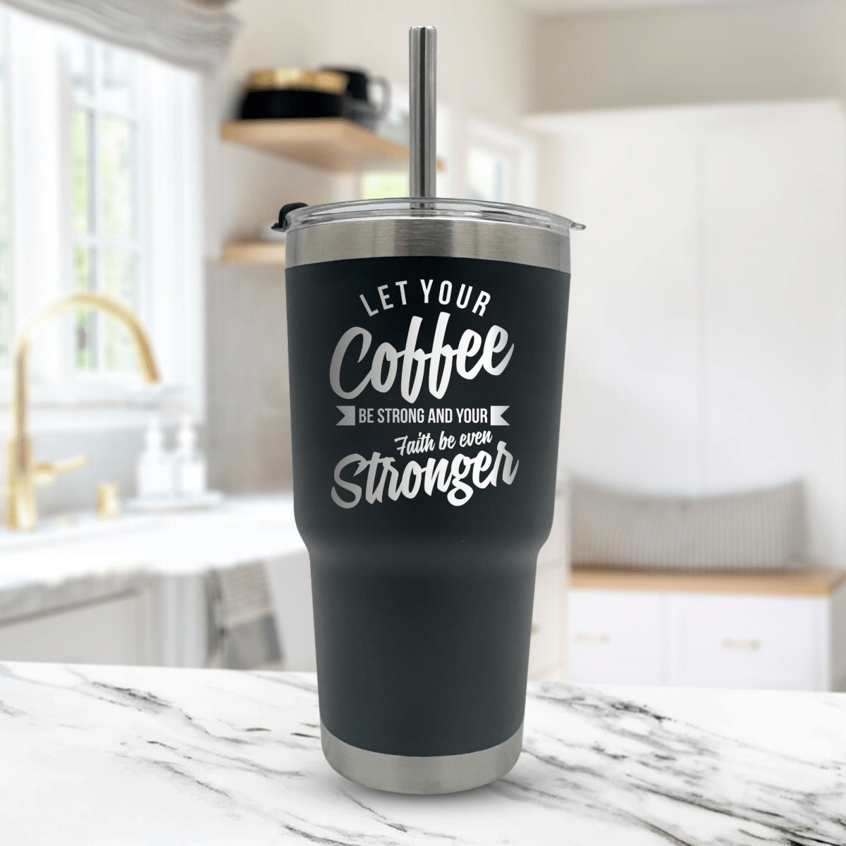 20 Oz, Arcticware Tumbler Coffee Strong Faith Stronger Funny Christian Travel Mug with Lid - Shepherds Shelf