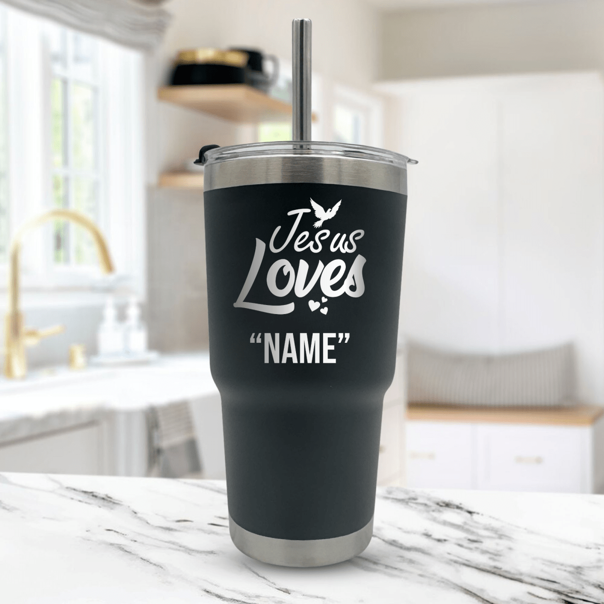 20 Oz, Arcticware Tumbler Jesus Loves Dove Funny Christian Travel Mug with Lid - Shepherds Shelf