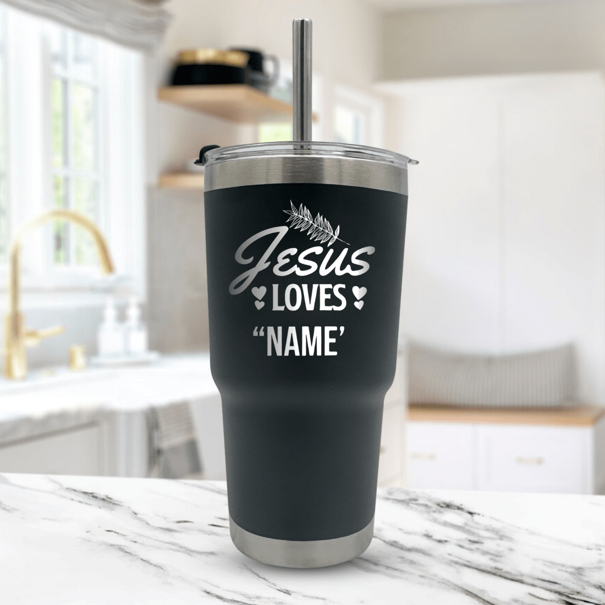20 Oz, Arcticware Tumbler Jesus Loves Foliage Funny Christian Travel Mug with Lid - Shepherds Shelf
