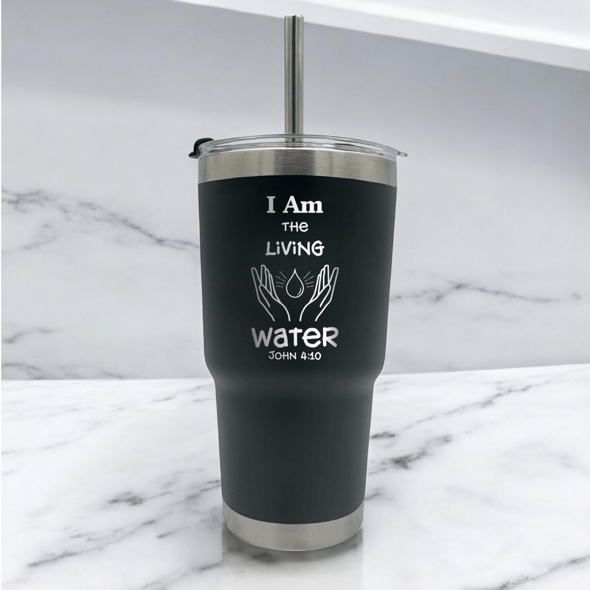 20 Oz, Arcticware Tumbler Living Water + Hand Illustration Funny Christian Travel Mug with Lid - Shepherds Shelf