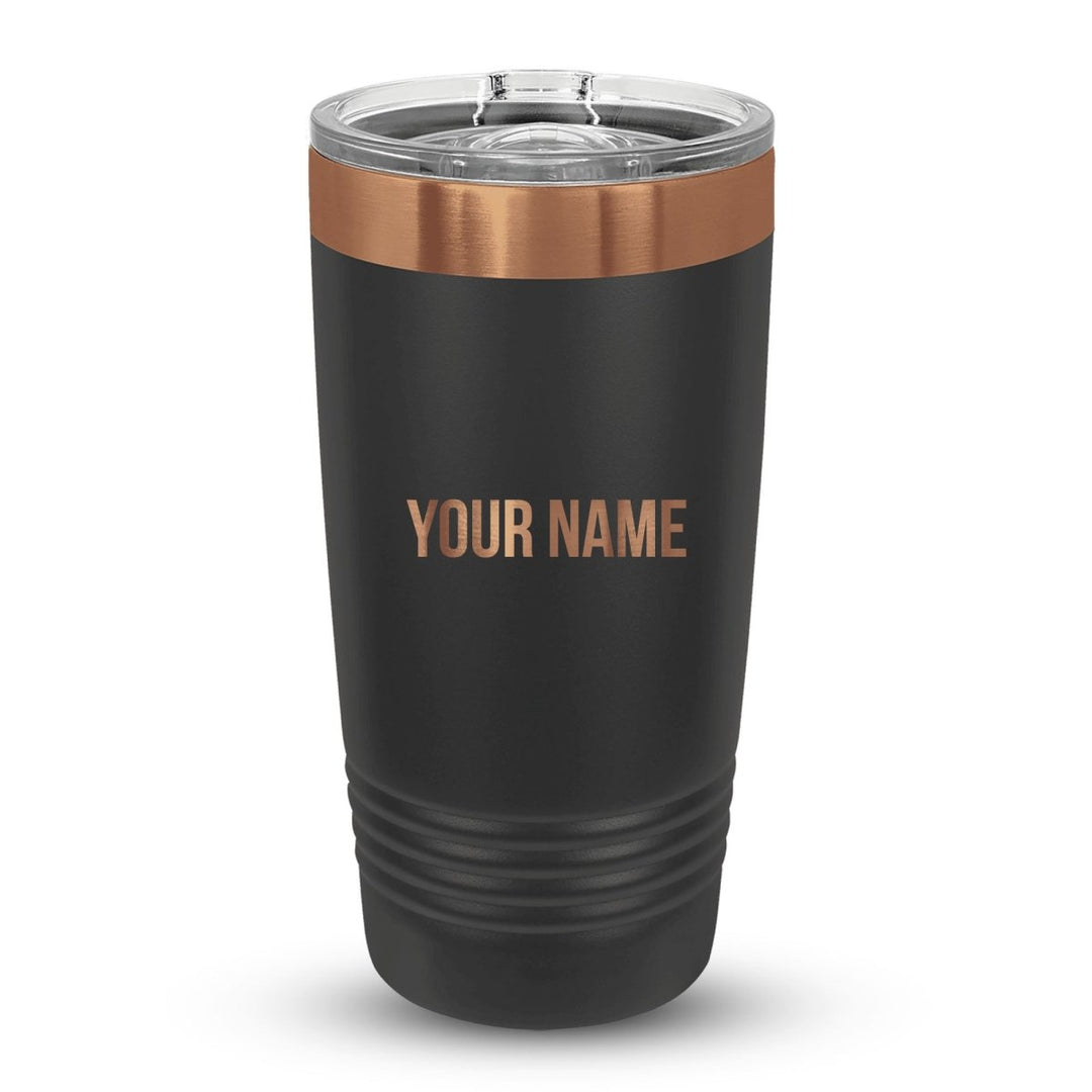 20 Oz Custom Tumbler Stainless Steel with Sliding Lid | Coffee Strong Faith Stronger Design | Rose Gold, Black - Shepherds Shelf