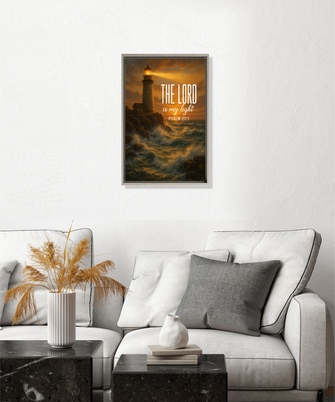 Christian Framed Canvas Wall Art - The Lord is My Light