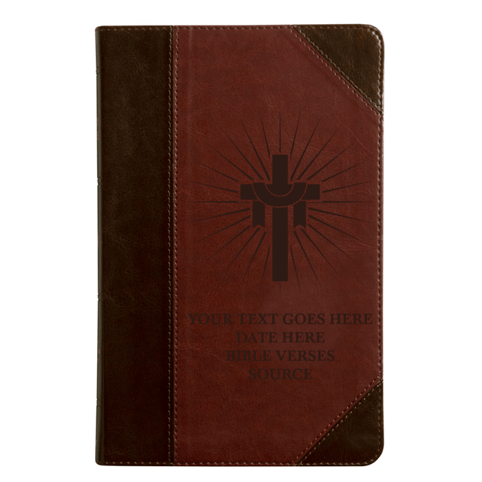 ESV Brown Standard Size Thinline Holy Bible Medium Print | Cross With Sun Rays