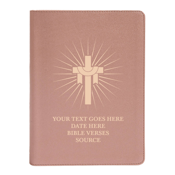 CSB She Reads Rose Gold Study Size Holy Bible Medium Print Size | Cross With Sun Rays