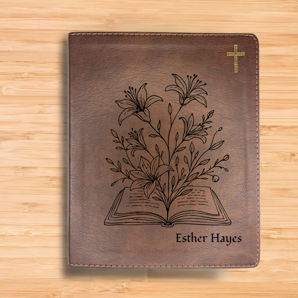 NIV Brown Standard Size Notetaking Holy Bible Medium Print | Blooming Flowers