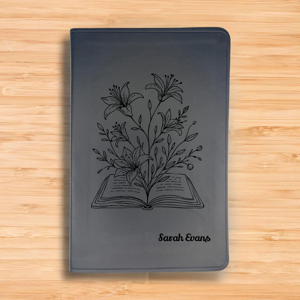 ESV Black Standard Size Thinline Holy Bible Large Print | Blooming Flowers