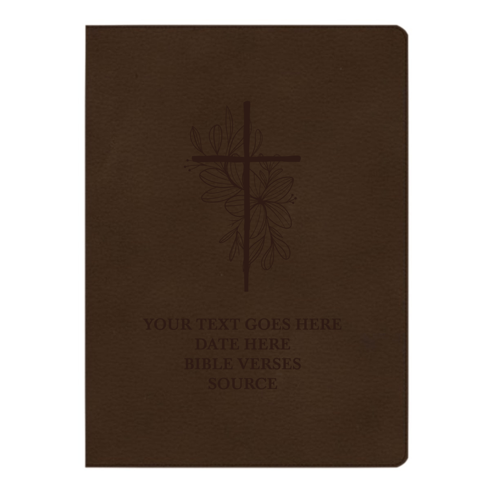 CSB Brown Study Size Holy Bible Large Print Size | Floral and Cross |