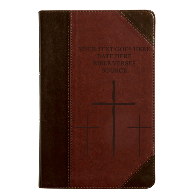 ESV Brown Standard Size Thinline Holy Bible Medium Print | Three crosses