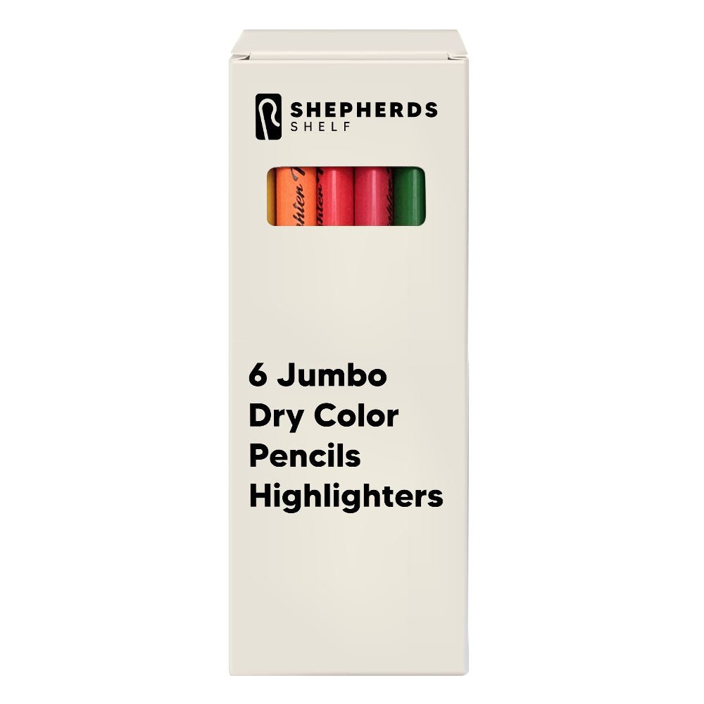 6 Pack Jumbo Dry Color Pencils Highlighter | Shepherds Shelf - Shepherds Shelf