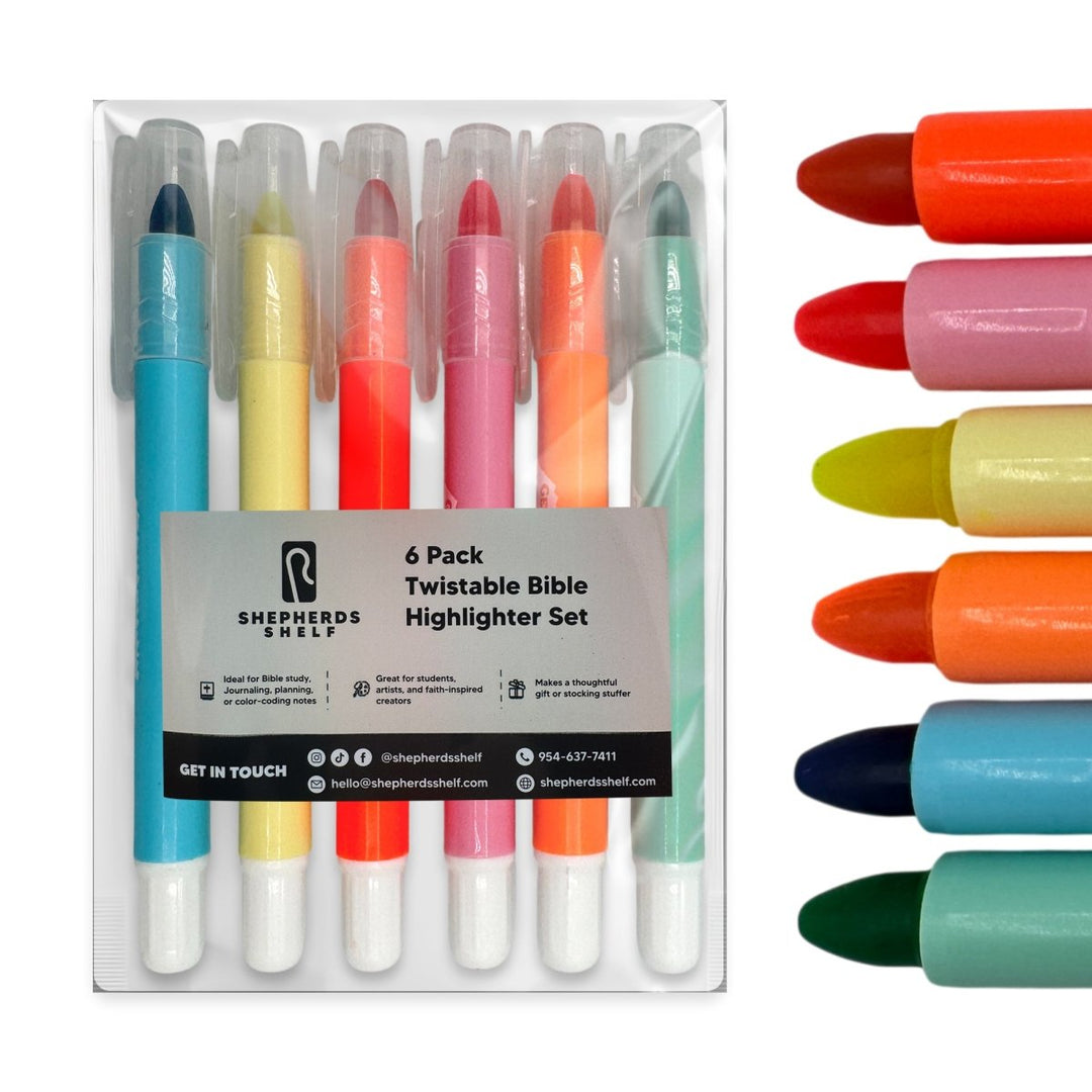 6 Pack Twistable Bible Highlighter Set - Shepherds Shelf