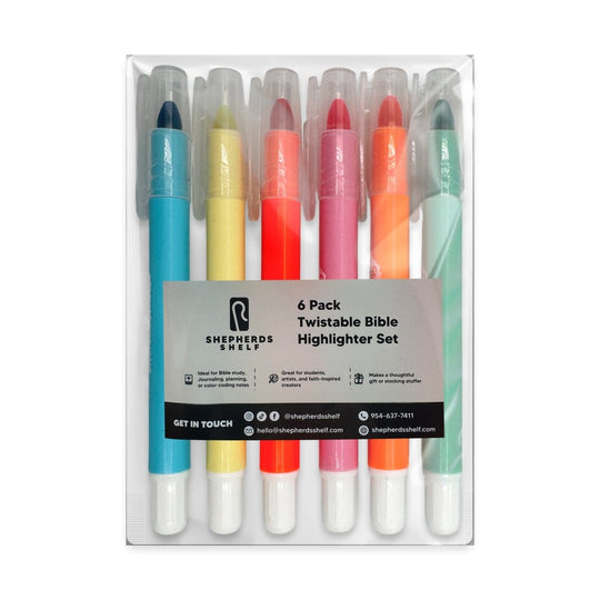 6 Pack Twistable No Bleed Bible Highlighter Set