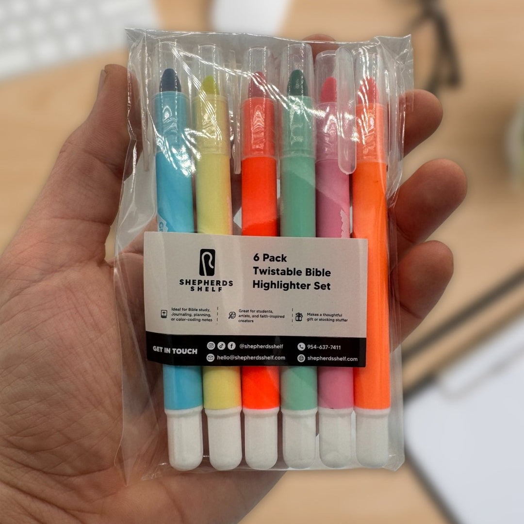 6 Pack Twistable Bible Highlighter Set - Shepherds Shelf