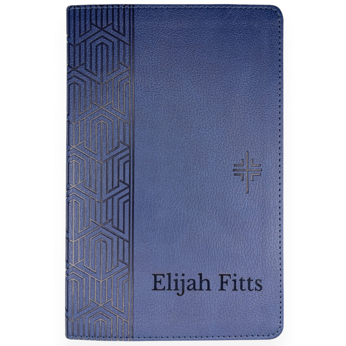 NLT Blue Standard Size Holy Bible Small Print | Geometric