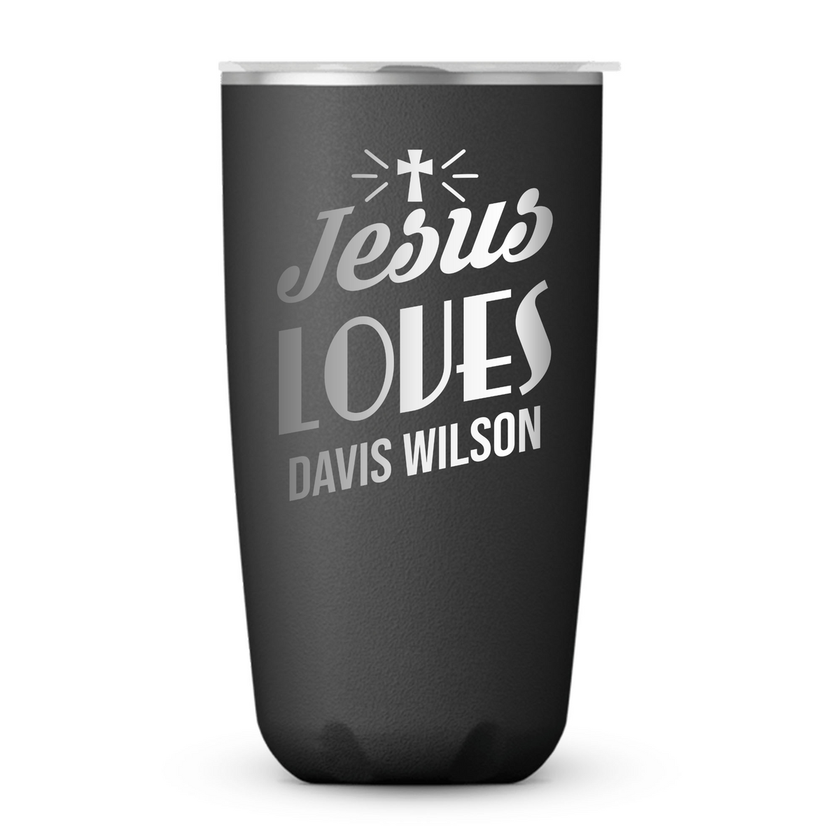 18 Oz, Onyx Coffee Tumbler Jesus Loves Cross Funny Christian Mug with Sliding Lid