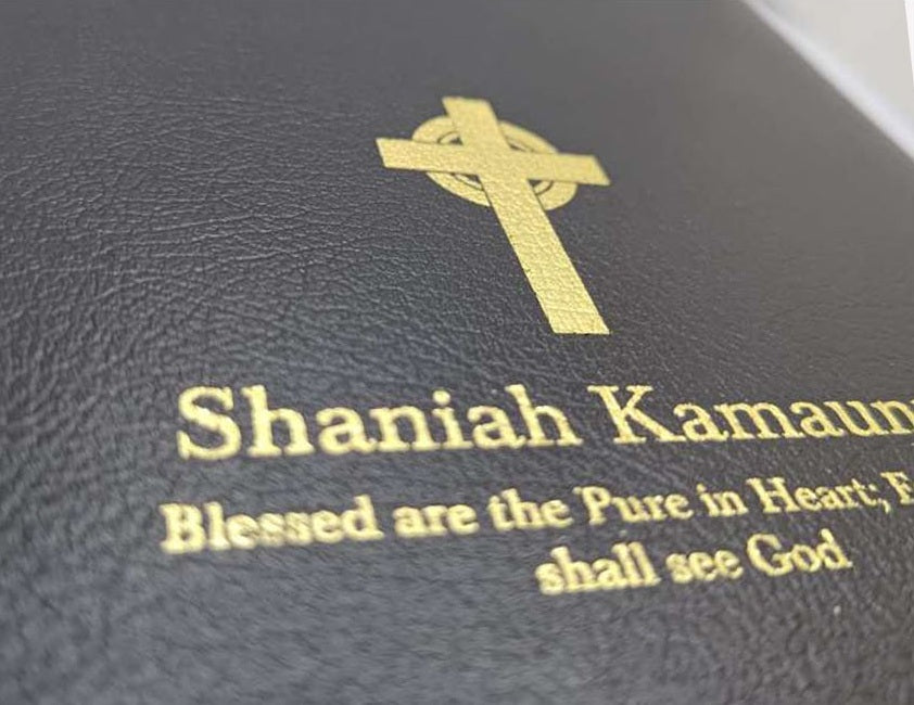 Actual personalization sample for this Bible