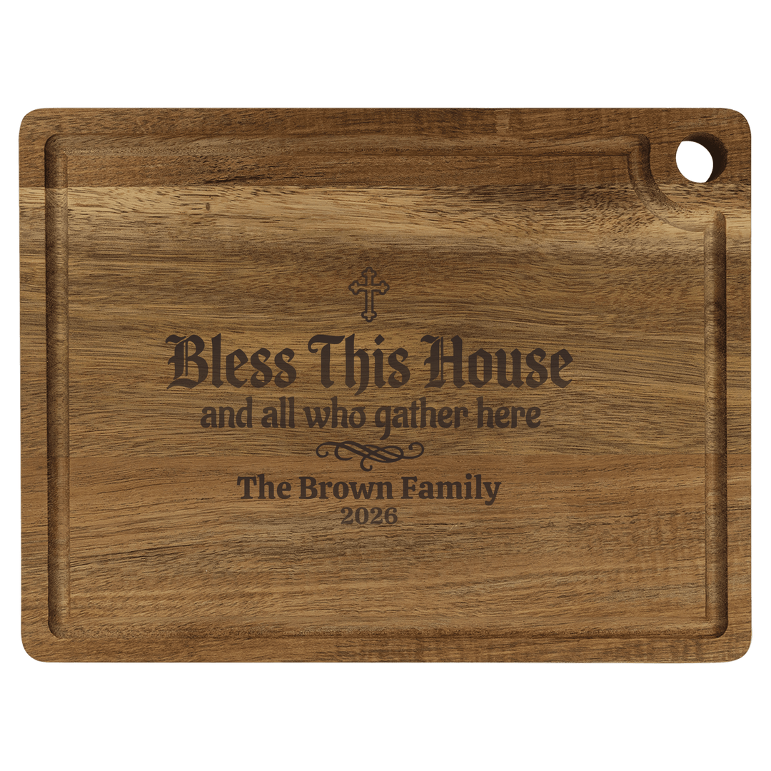Personalized Cutting Board – Bless This House And All Who Gather
