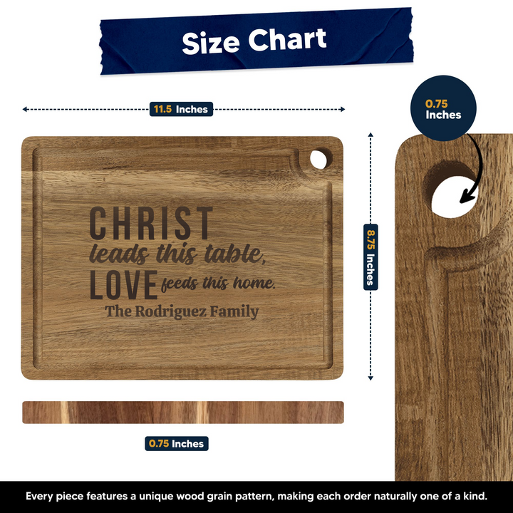Personalized Cutting Board – Christ Leads This Table