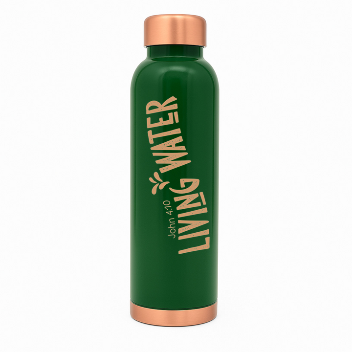 Custom Personalized Copper Water Bottle with John 4:10 Living Water and Name | Pure Copper | 33 Oz