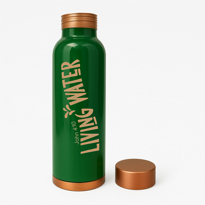 Custom Personalized Copper Water Bottle with John 4:10 Living Water and Name | Pure Copper | 33 Oz