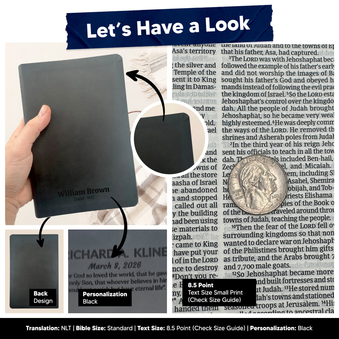 NLT Black Standard Size Thinline Holy Bible Small Print | One Nation