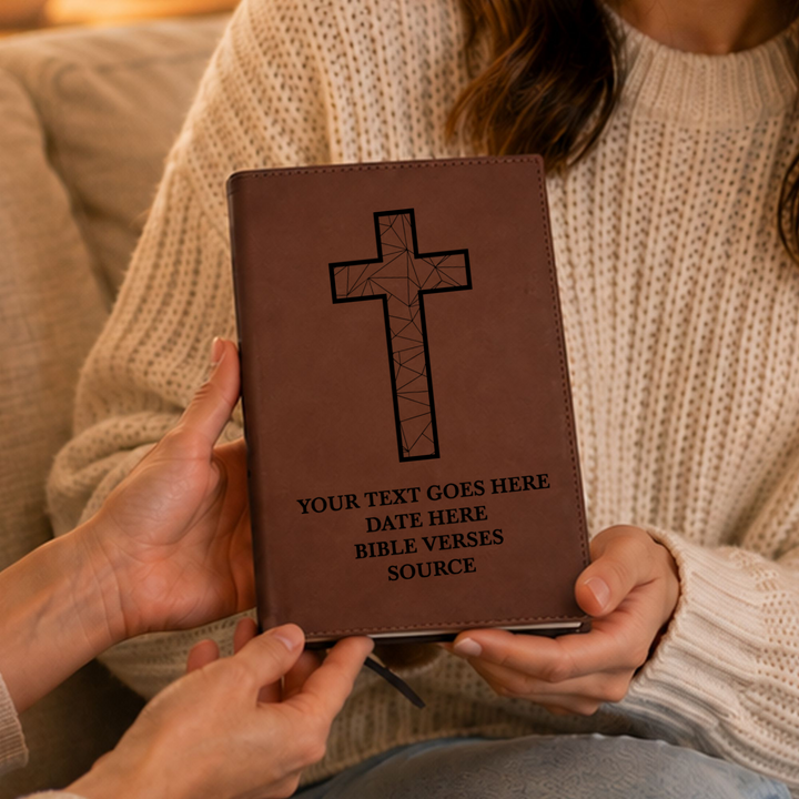 Personalized Brown Leatherette Journal Notebook | Blessings Collection