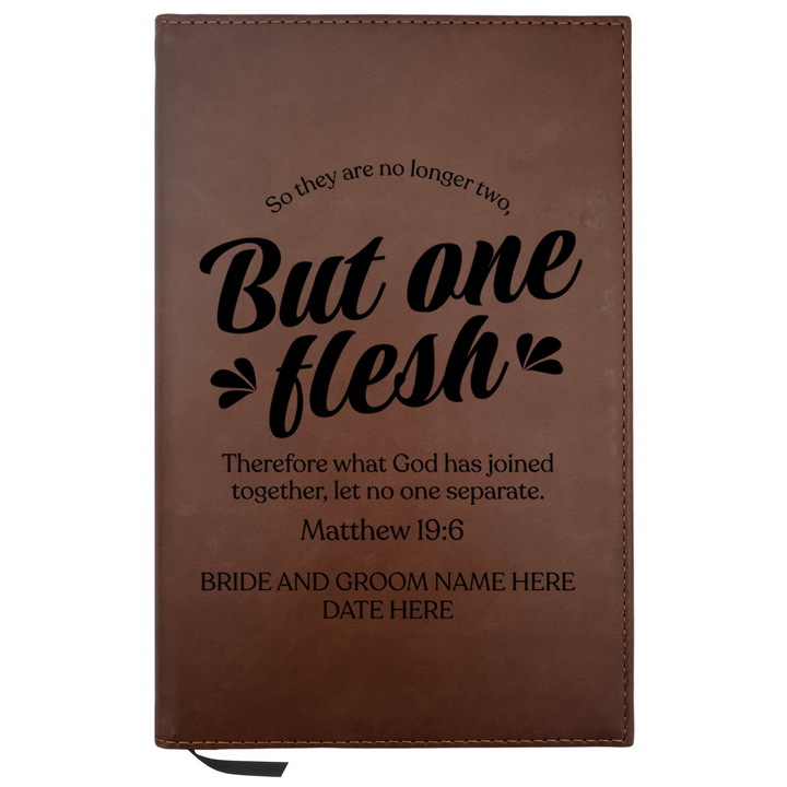 Personalized Brown Leatherette Journal Notebook | Wedding Collection