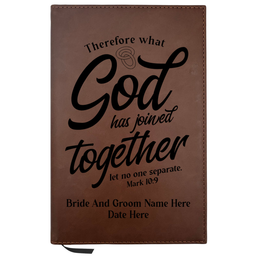 Personalized Brown Leatherette Journal Notebook | Wedding Collection