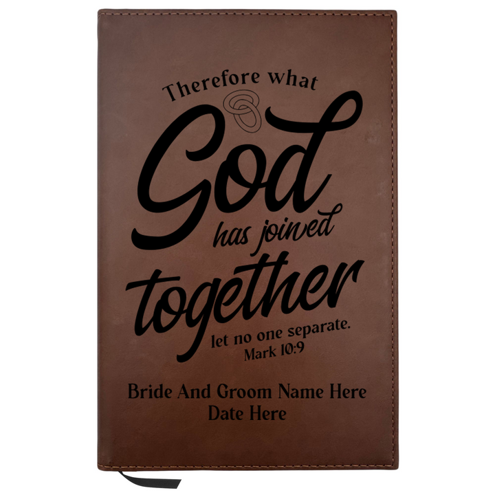 Personalized Brown Leatherette Journal Notebook | Wedding Collection