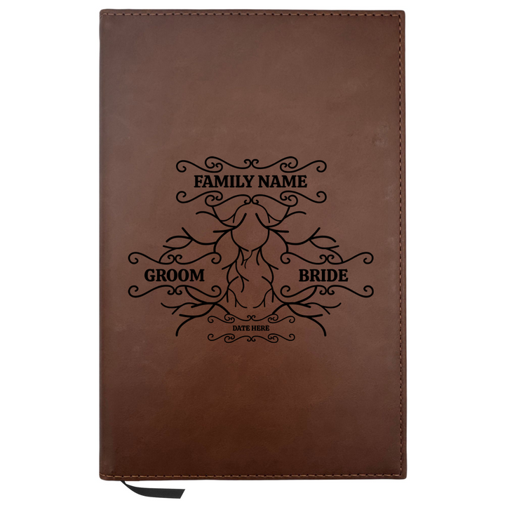 Personalized Brown Leatherette Journal Notebook | Wedding Collection