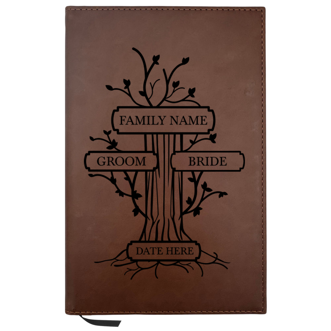 Personalized Brown Leatherette Journal Notebook | Wedding Collection