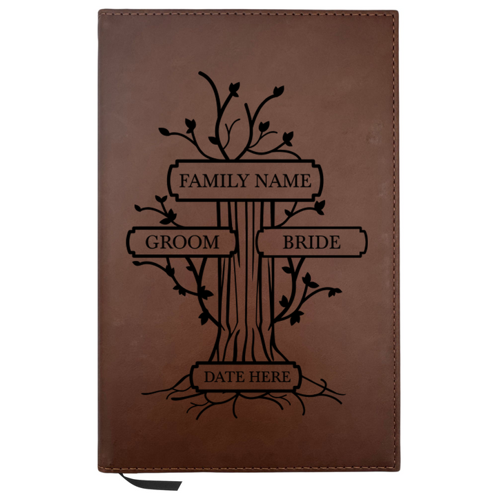 Personalized Brown Leatherette Journal Notebook | Wedding Collection