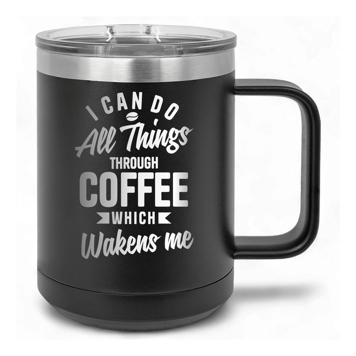 15 Oz Coffee Tumbler with Handle | All Things Through Coffee Design