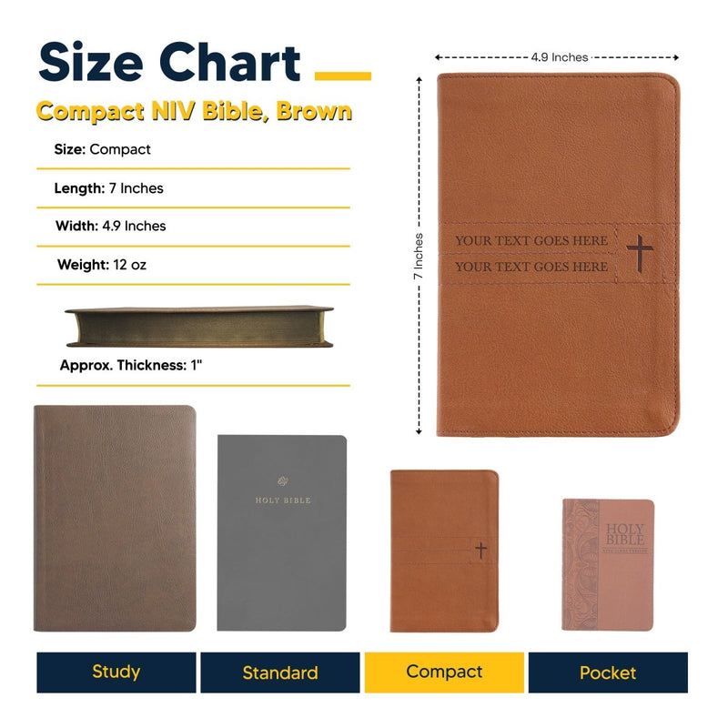 NIV Brown Compact Size Thinline Holy Bible Small Print