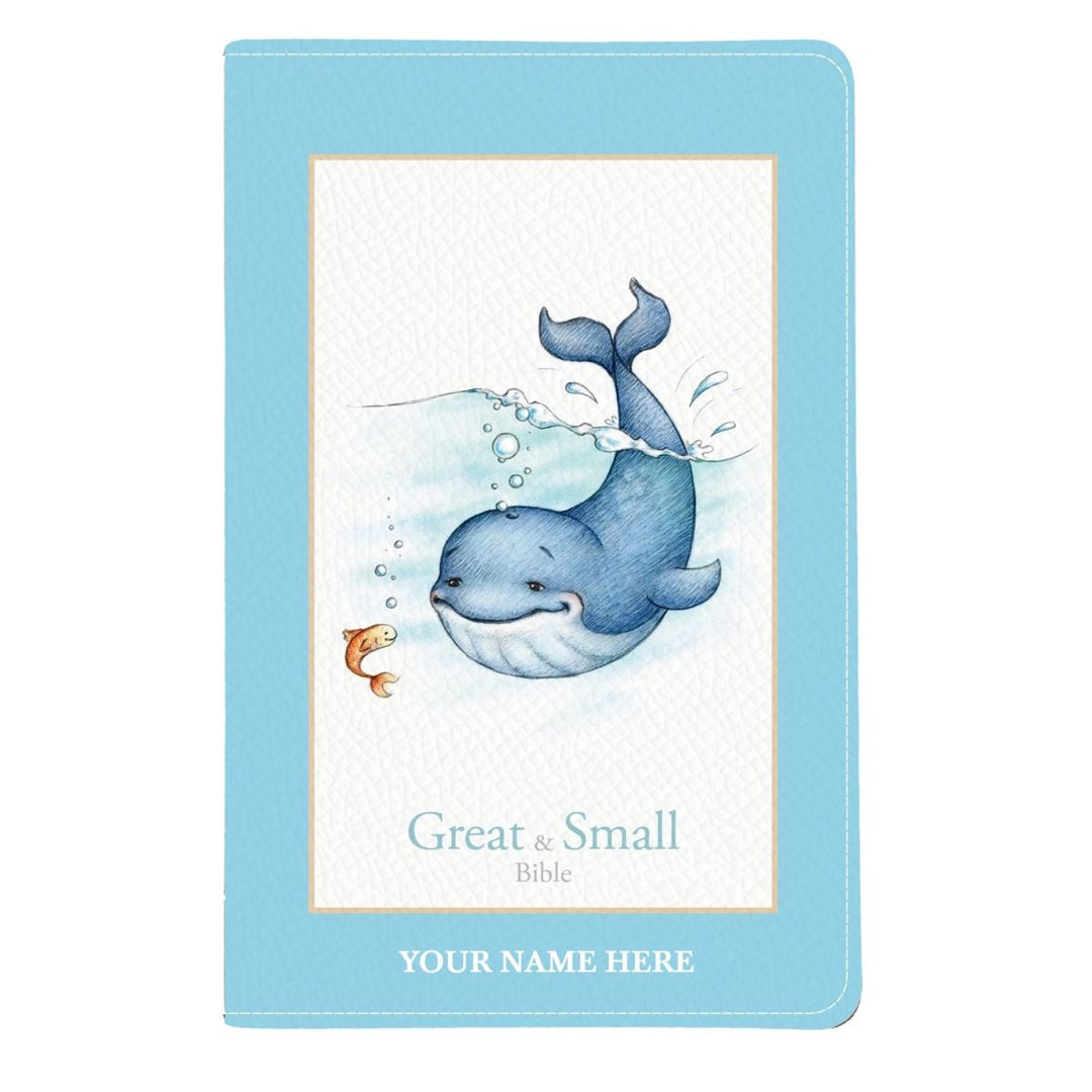 Personalized KJV Great and Small Kids Bible: Blue Faux Leather Small Print Size Compact Edition | Shepherds Shelf