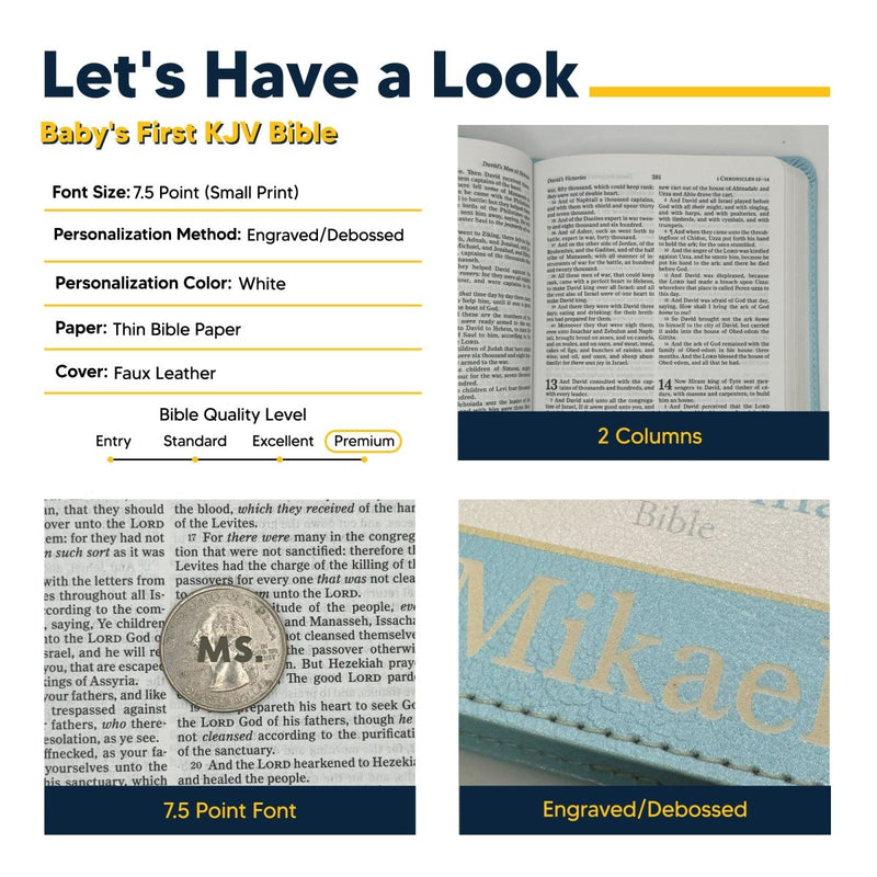 KJV Charming Blue Compact Size Kids Holy Bible Small Print