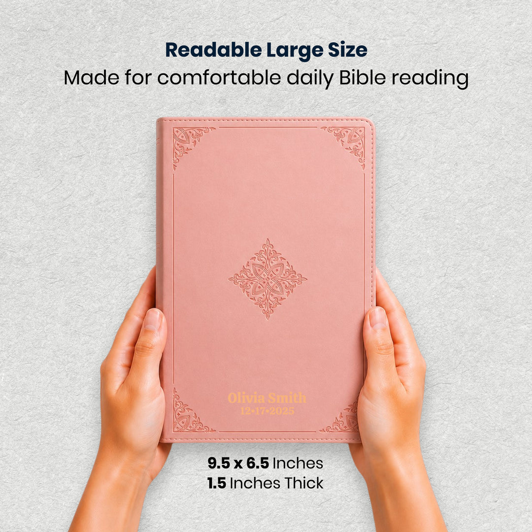 Custom ESV Large Print Dyslexia-Friendly Bible in Faux Leather Pink | Christian Gift for Easier Reading