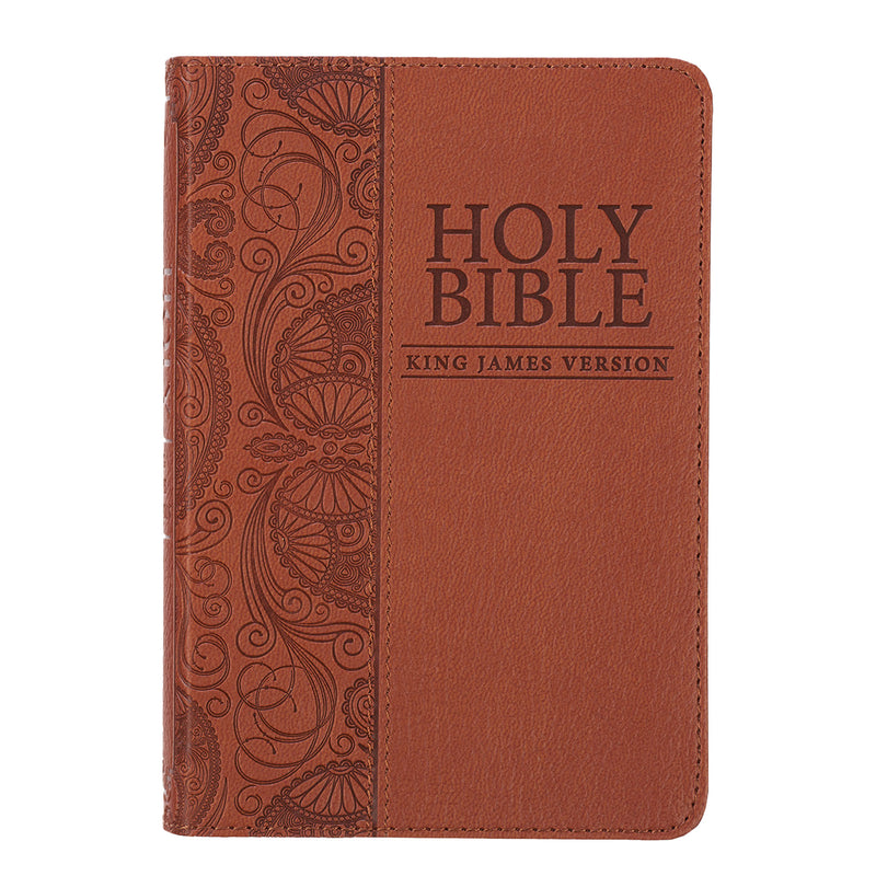 KJV Toffee Brown Mini Pocket Size Holy Bible Extra Small Print