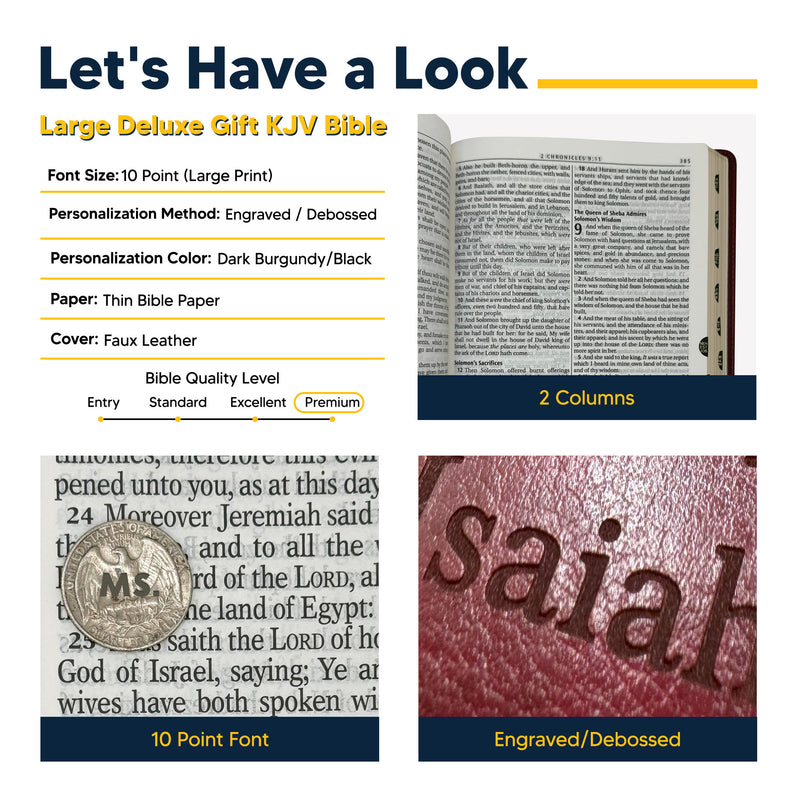 KJV Burgundy Study Size Holy Bible Giant Print