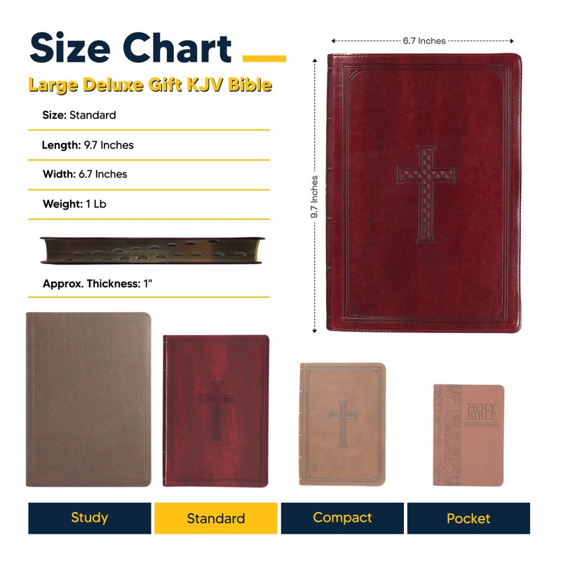 KJV Walnut Brown Standard Size Deluxe Holy Bible Medium Print