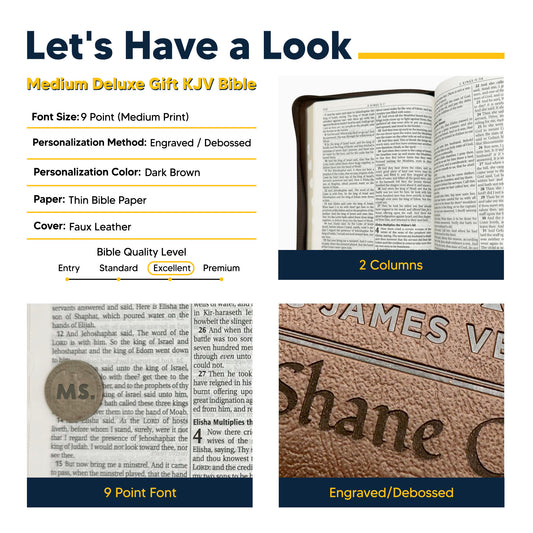 KJV Walnut Brown Standard Size Deluxe Holy Bible Medium Print