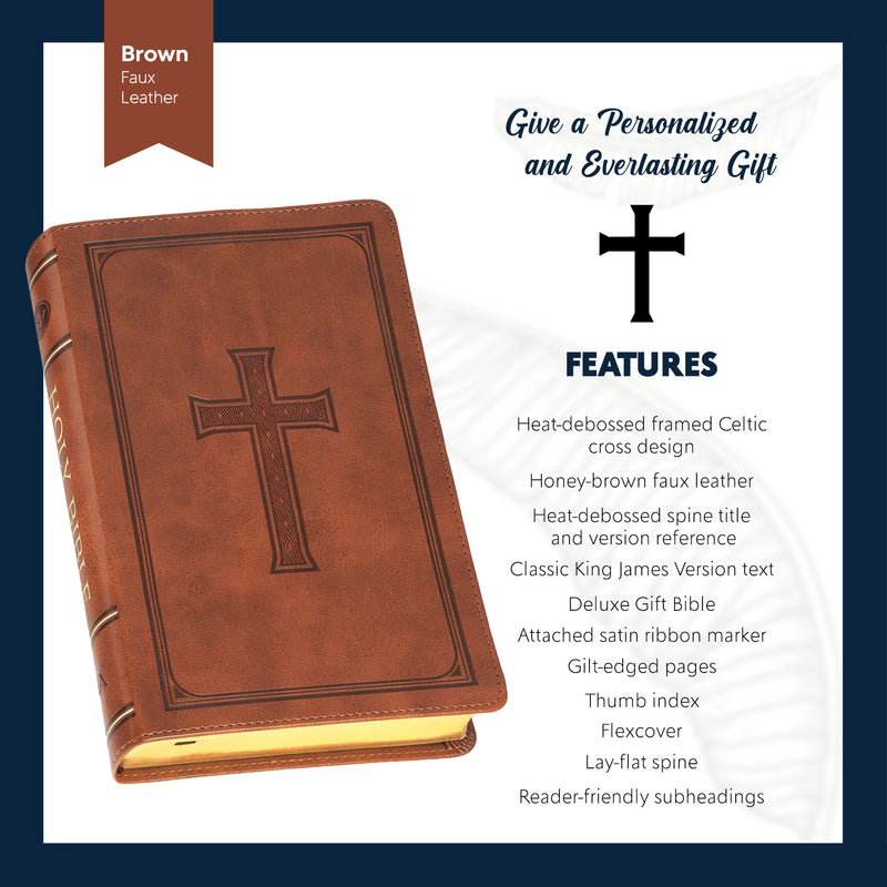 KJV Honey Brown Standard Size Deluxe Holy Bible Medium Print