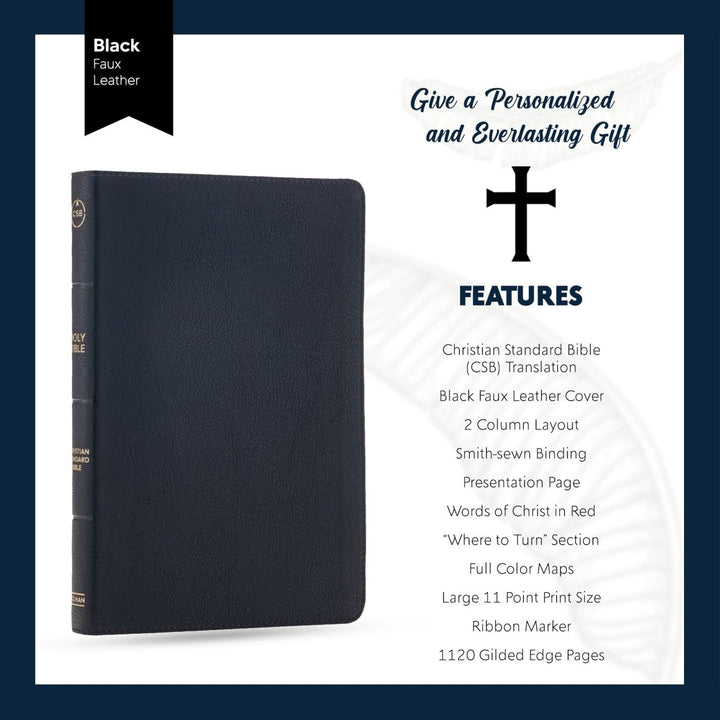 Personalized CSB Thinline Bible Large Print Size Black | Shepherds Shelf