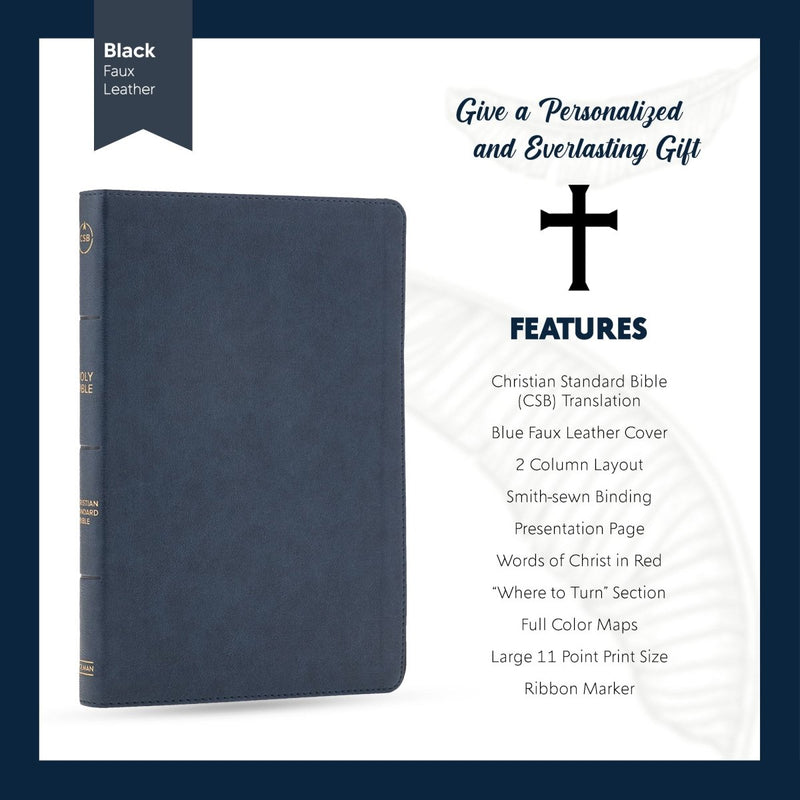 CSB Navy Blue Standard Size Holy Bible Large Print
