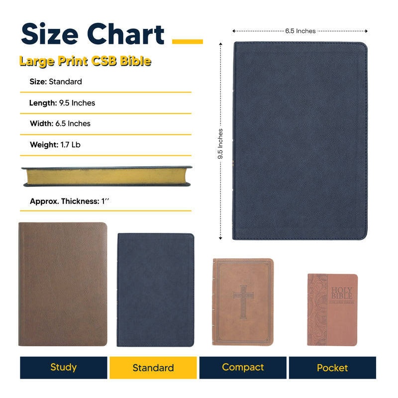 CSB Navy Blue Standard Size Holy Bible Large Print