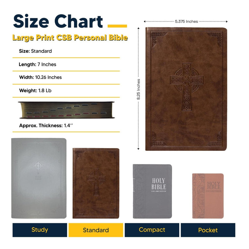 CSB Brown Standard Size Holy Bible Large Print Size | Cross Celtic