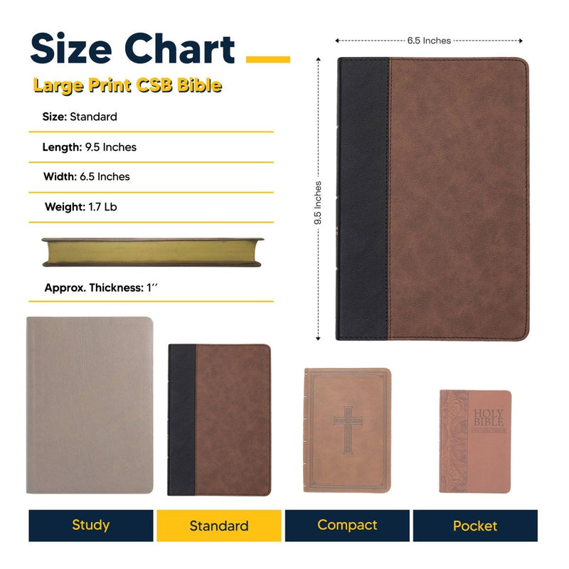 CSB Black/Brown Standard Size Holy Bible Large Print