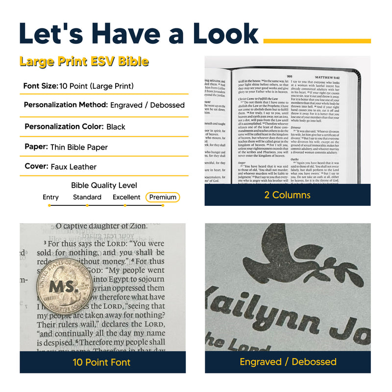 ESV Black Standard Size Thinline Holy Bible Large Print | Cross + Lion