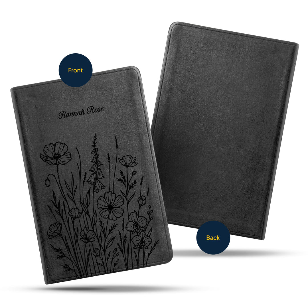 ESV Black Standard Size Thinline Holy Bible Large Print | Bunch of Flowers