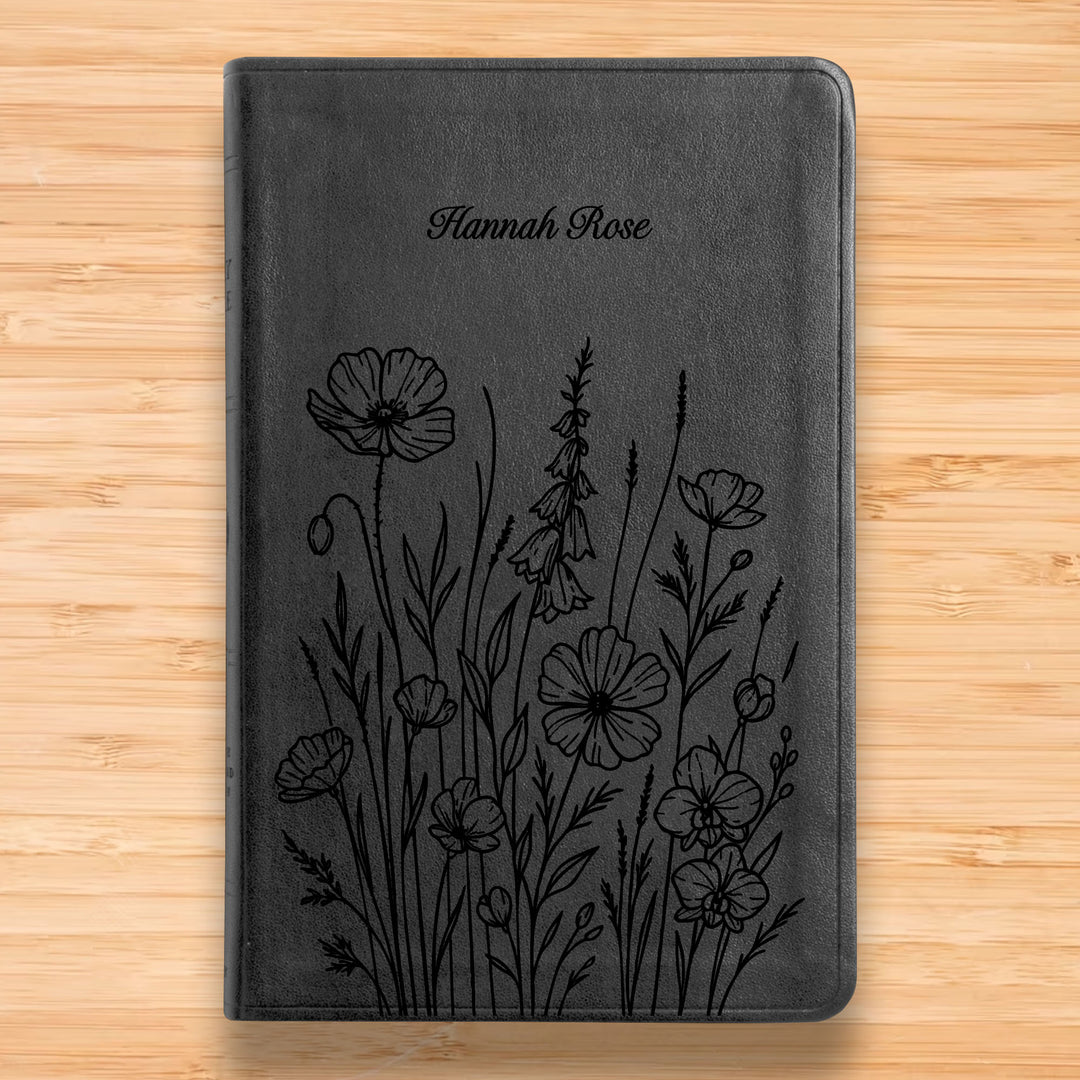 ESV Black Standard Size Thinline Holy Bible Large Print | Bunch of Flowers