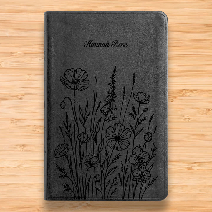 ESV Black Standard Size Thinline Holy Bible Large Print | Bunch of Flowers